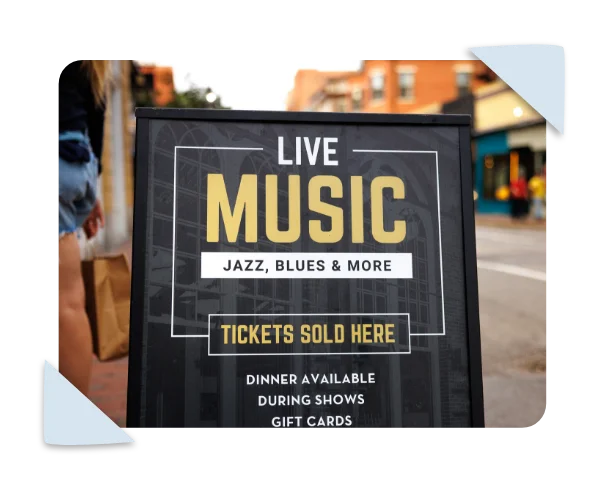 Live music sign for Hear and There
