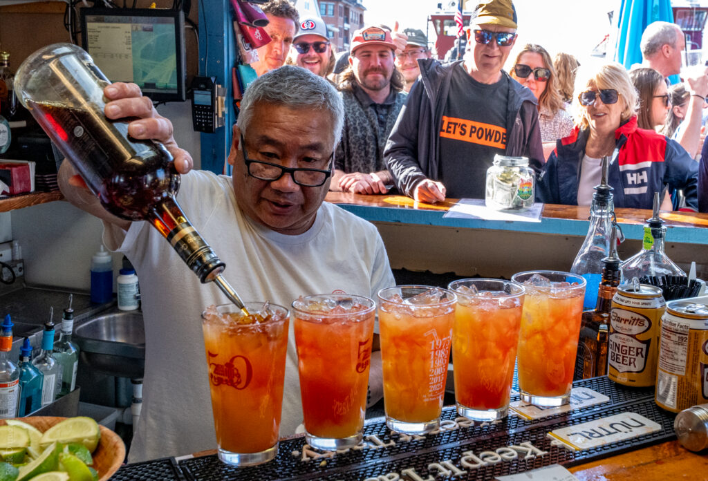 Bartender preparing drinks at Hit the Decks