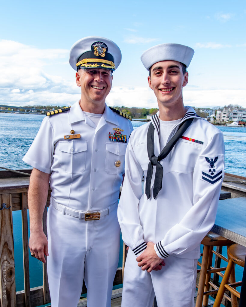 Two guests in nautical outfits at Hit the Decks 2024