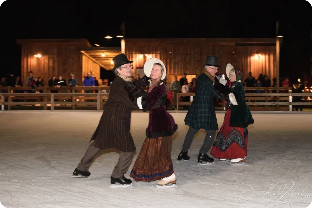 Costumed skaters celebrating Vintage Christmas in Portsmouth.