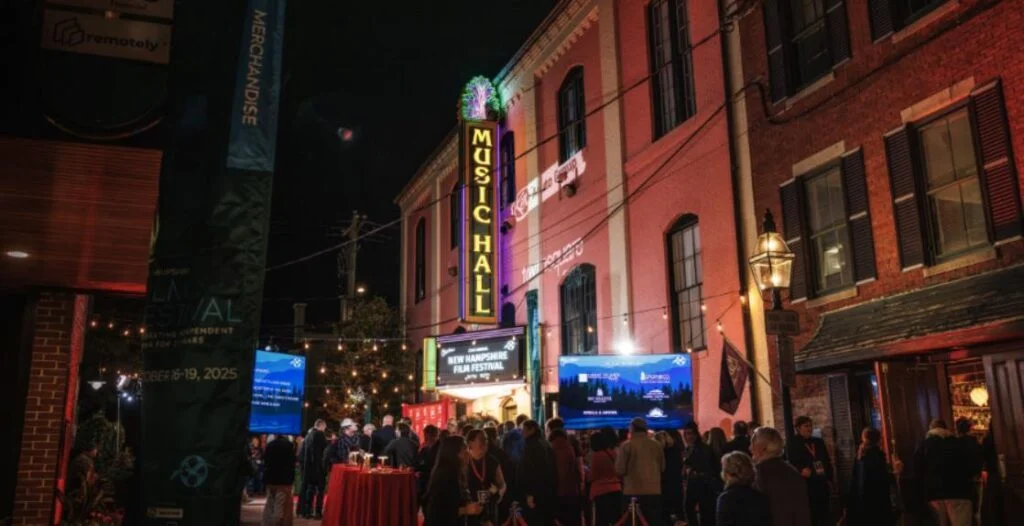 New Hampshire Film Festival crowd outside The Music Hall at night